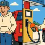 IQ testas: raskite 3 skirtumus nuotraukoje, kurioje vyras degalinėje per