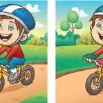 IQ testas: raskite 4 skirtumus dviračiu važiuojančio berniuko paveikslėlyje per